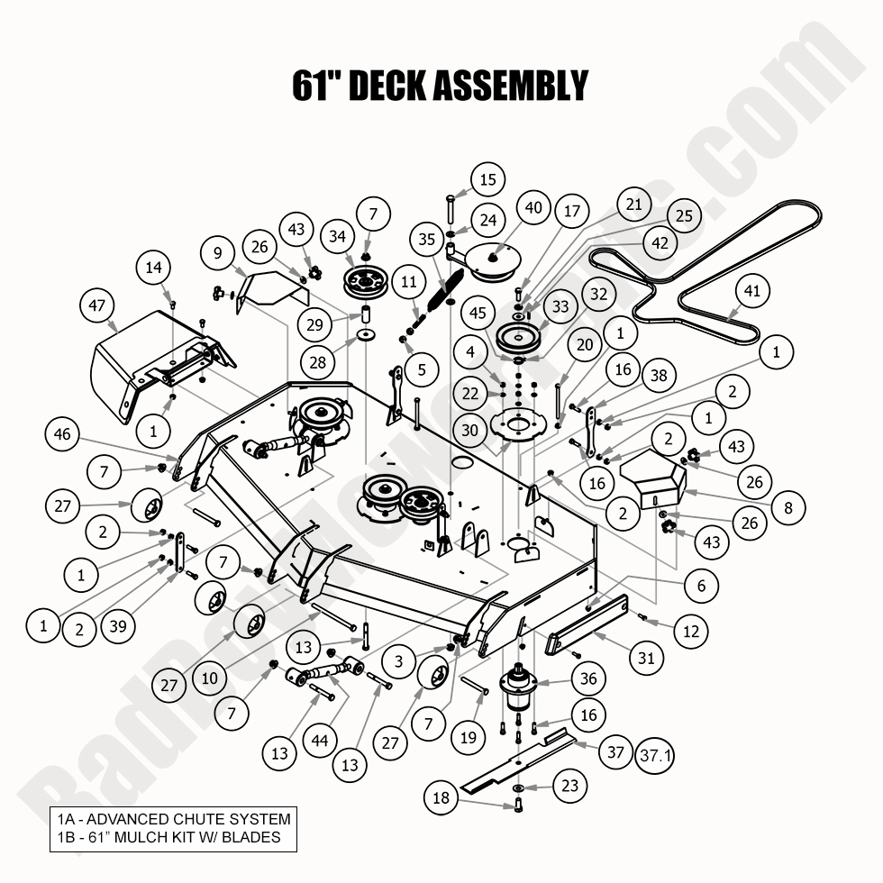 2439 - Bad Boy Mower Parts Lookup > 2020 > Revolt > 61\" Deck Assembly